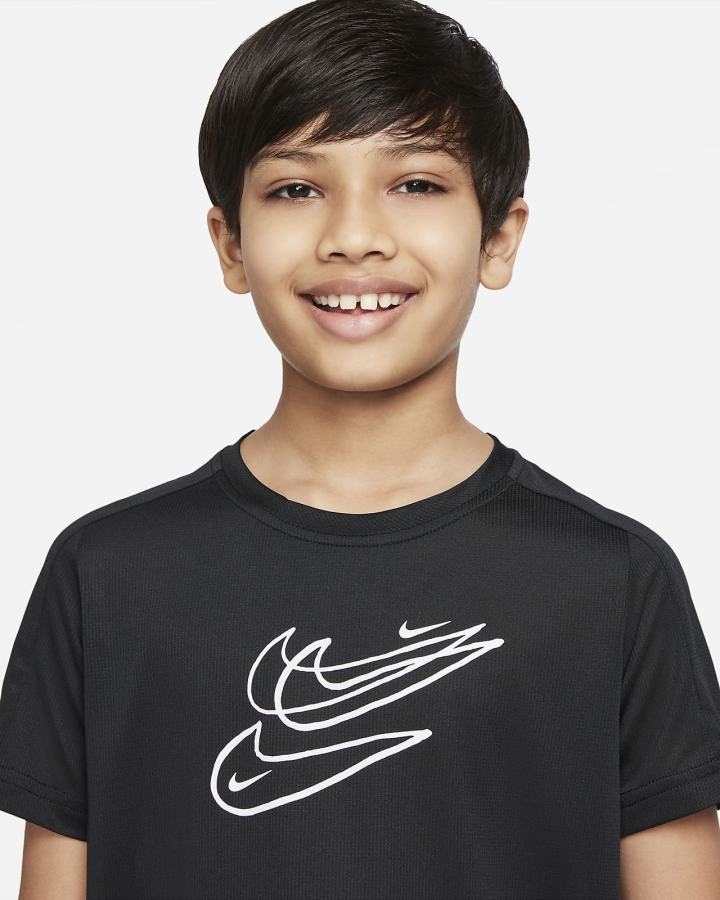 Camiseta Nike Dri-FIT Kids Training Top (Extended Size) Niño Negras Blancas | KLIVZ-8794