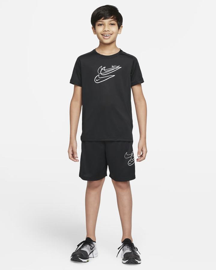 Camiseta Nike Dri-FIT Kids Training Top (Extended Size) Niño Negras Blancas | KLIVZ-8794