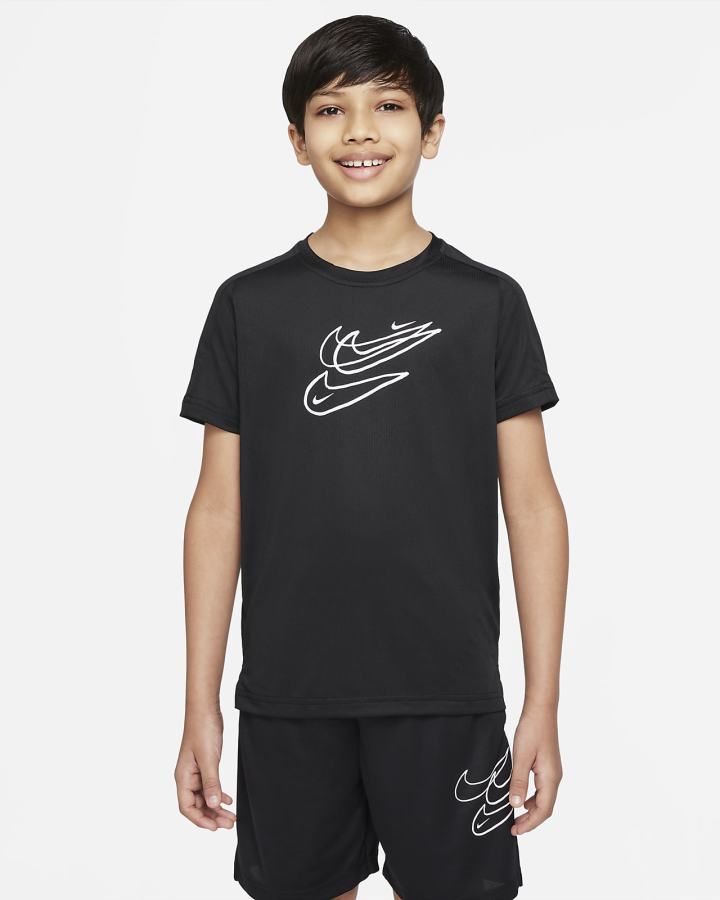 Camiseta Nike Dri-FIT Kids Training Top (Extended Size) Niño Negras Blancas | KLIVZ-8794