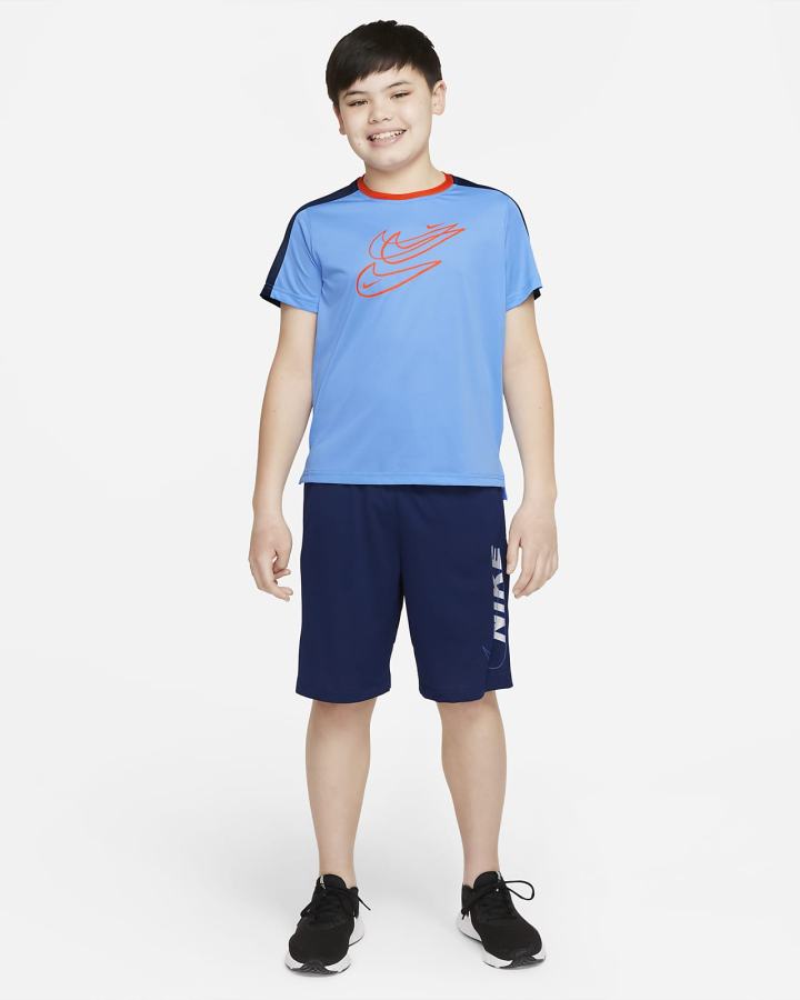 Camiseta Nike Dri-FIT Kids Training Top (Extended Size) Niño Azules Azul Marino Naranjas | TPOFA-0523