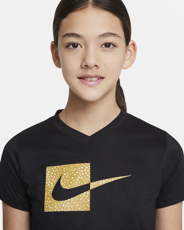 Camiseta Nike Dri-FIT Kids V-Neck Niña Negras | CFVLT-8096