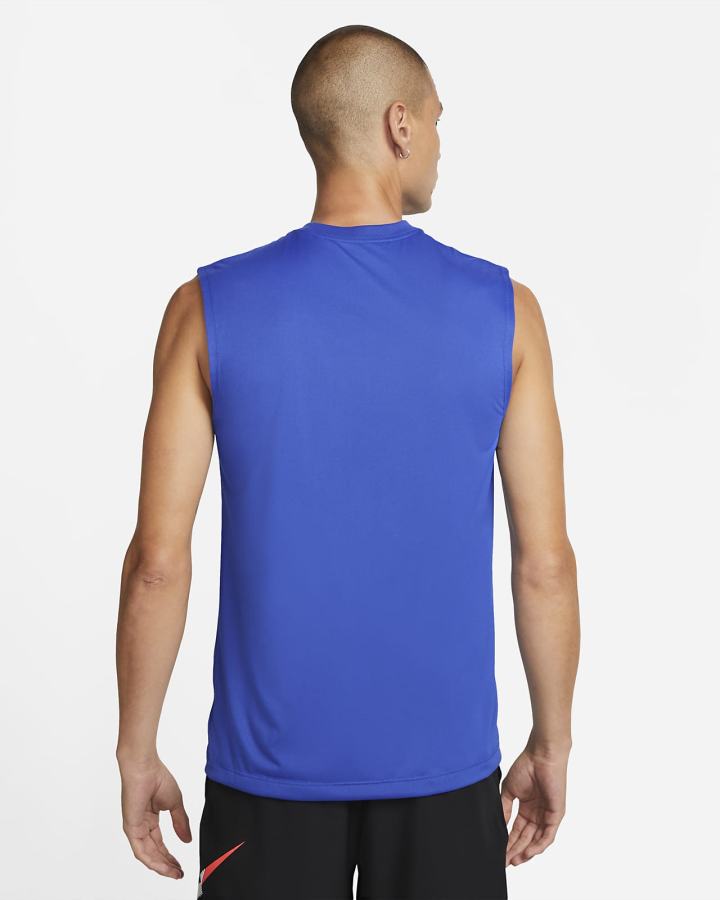 Camiseta Nike Dri-FIT Legend Sleeveless Fitness Hombre Azul Real Negras | CJTHM-3510