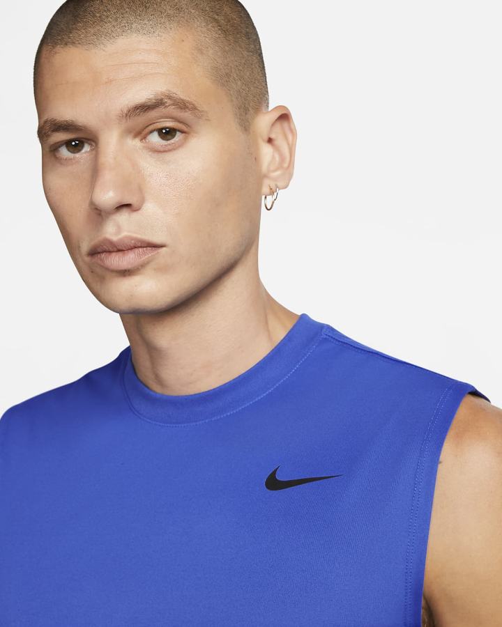 Camiseta Nike Dri-FIT Legend Sleeveless Fitness Hombre Azul Real Negras | CJTHM-3510