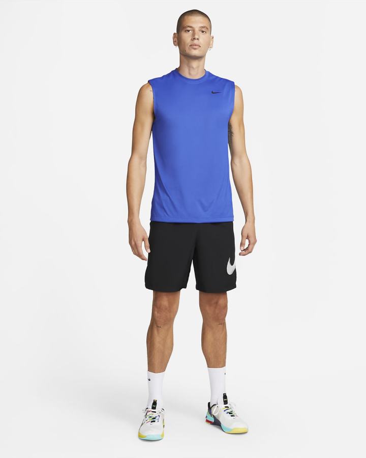 Camiseta Nike Dri-FIT Legend Sleeveless Fitness Hombre Azul Real Negras | CJTHM-3510