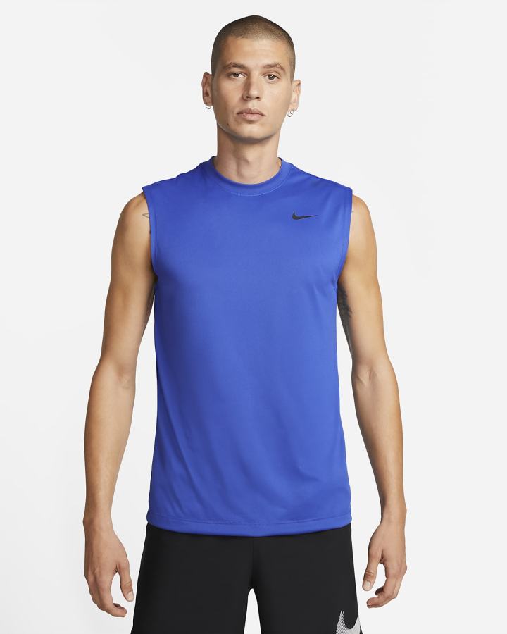 Camiseta Nike Dri-FIT Legend Sleeveless Fitness Hombre Azul Real Negras | CJTHM-3510