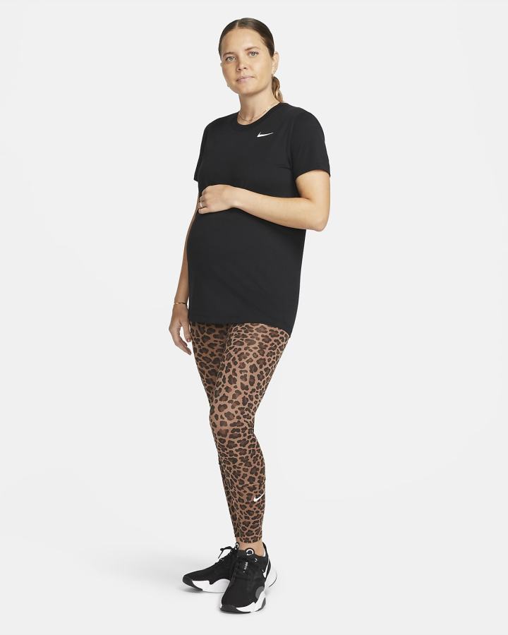 Camiseta Nike Dri-FIT (M) (Maternity) Mujer Negras Blancas | GYKFD-4013