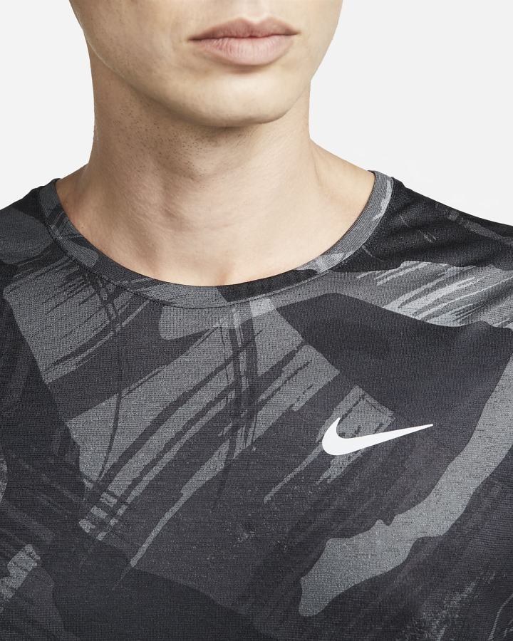 Camiseta Nike Dri-FIT Miler Short-Sleeve Camo Hombre Negras | SPOUB-1984