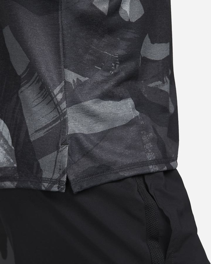 Camiseta Nike Dri-FIT Miler Short-Sleeve Camo Hombre Negras | SPOUB-1984