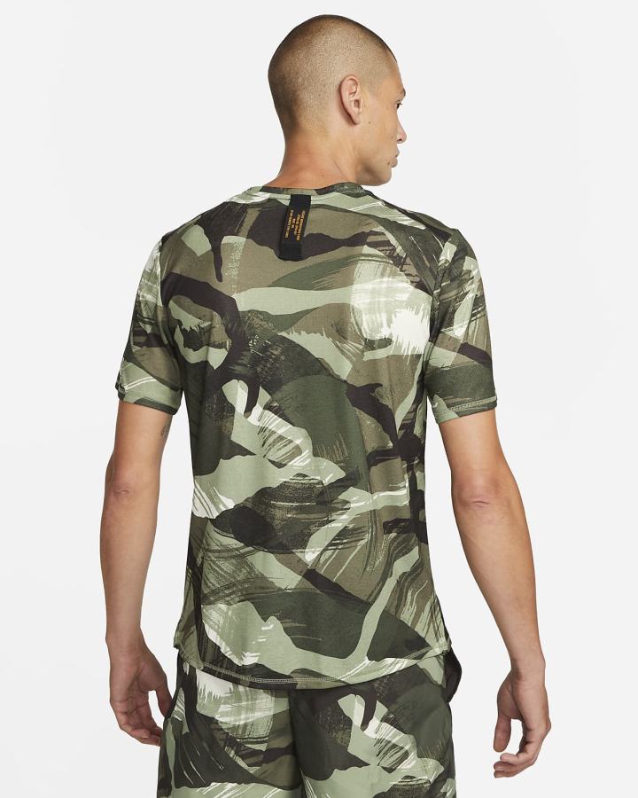 Camiseta Nike Dri-FIT Miler Short-Sleeve Camo Hombre Verde | SXRUZ-4256