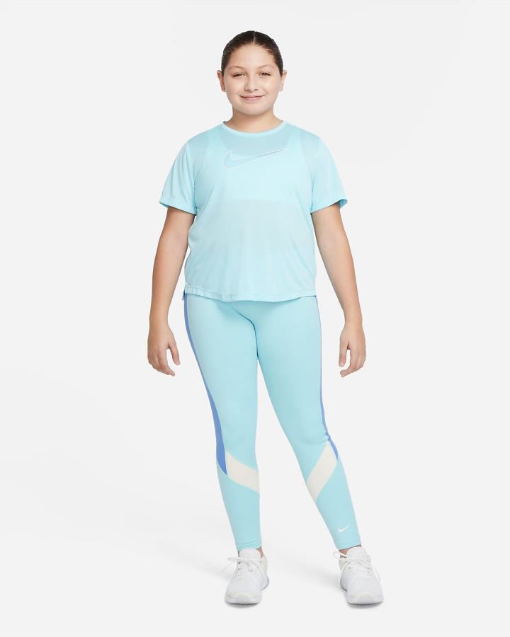 Camiseta Nike Dri-FIT One Kids Short-Sleeve Training Top (Extended Size) Niña Azules | ASGXO-4965