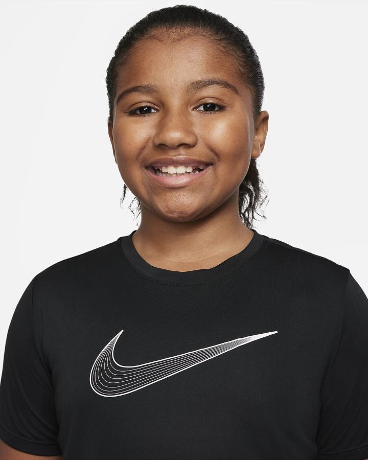 Camiseta Nike Dri-FIT One Kids Short-Sleeve Training Top (Extended Size) Niña Negras Blancas | JSIQN-3984
