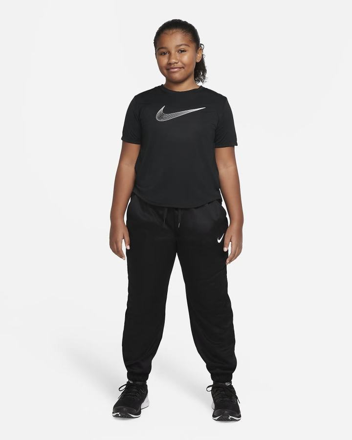 Camiseta Nike Dri-FIT One Kids Short-Sleeve Training Top (Extended Size) Niña Negras Blancas | JSIQN-3984