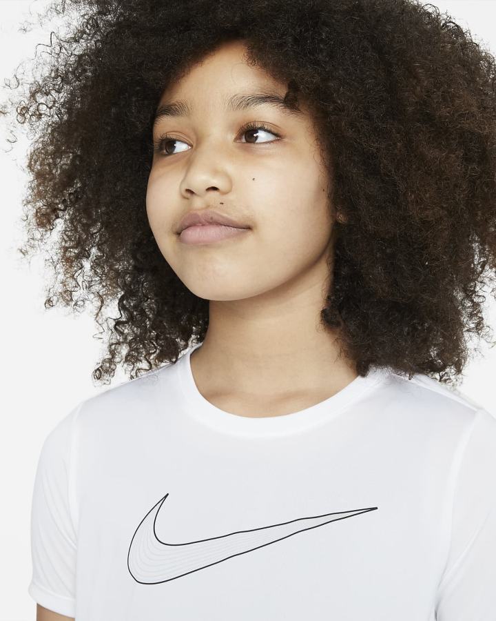 Camiseta Nike Dri-FIT One Kids Short-Sleeve Training Top (Extended Size) Niña Blancas Negras | JYHAM-1627