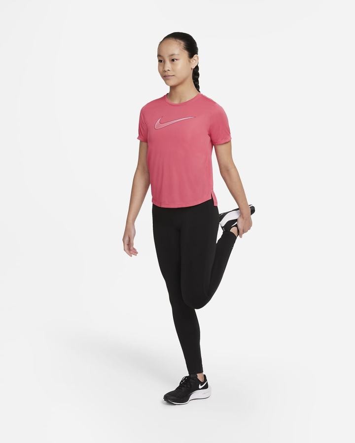 Camiseta Nike Dri-FIT One Kids Short-Sleeve Training Top (Extended Size) Niña Rosas Burdeos | OXHNW-3178