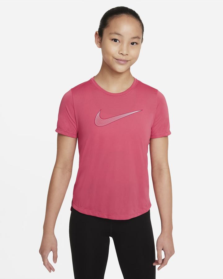 Camiseta Nike Dri-FIT One Kids Short-Sleeve Training Top (Extended Size) Niña Rosas Burdeos | OXHNW-3178