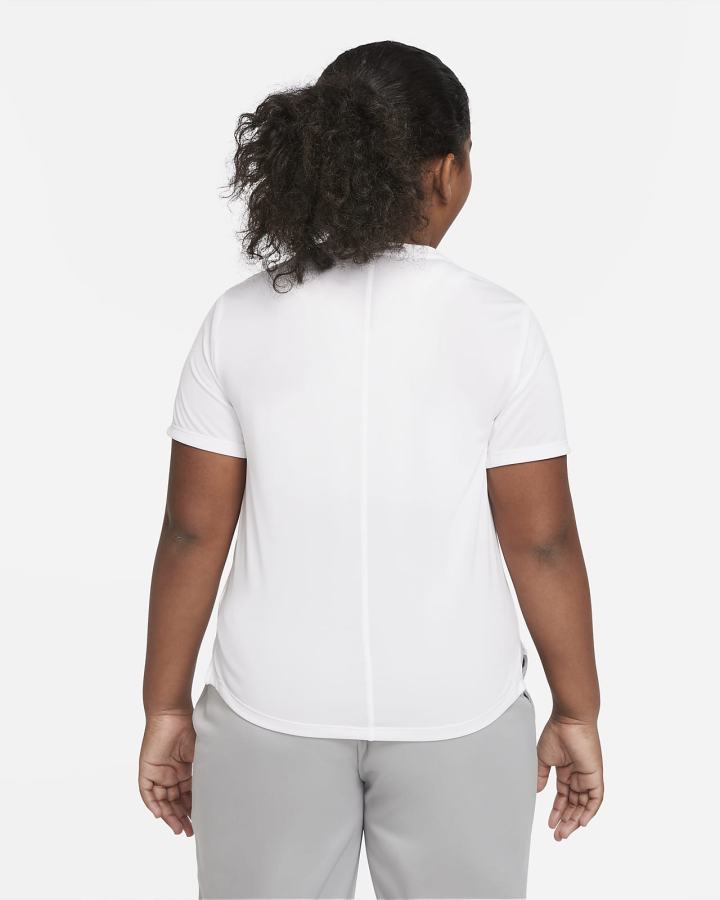 Camiseta Nike Dri-FIT One Kids Short-Sleeve Training Top (Extended Size) Niña Blancas Negras | RYFIX-3478