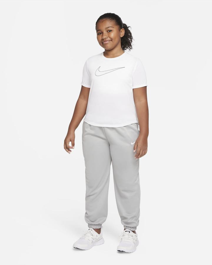 Camiseta Nike Dri-FIT One Kids Short-Sleeve Training Top (Extended Size) Niña Blancas Negras | RYFIX-3478