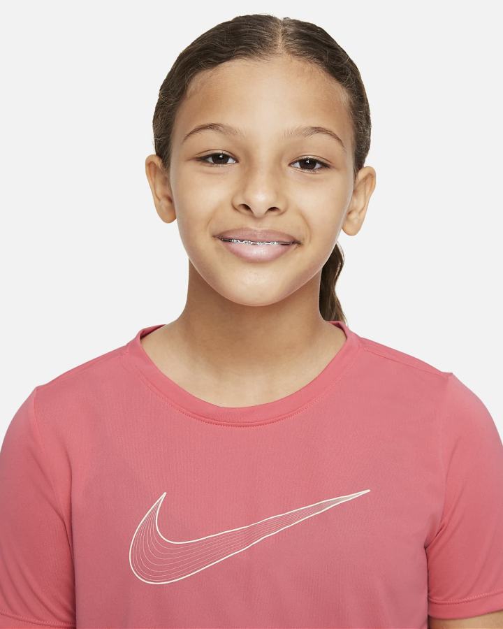 Camiseta Nike Dri-FIT One Kids Short-Sleeve Training Top (Extended Size) Niña Rosas Azules | ZXPNC-5461