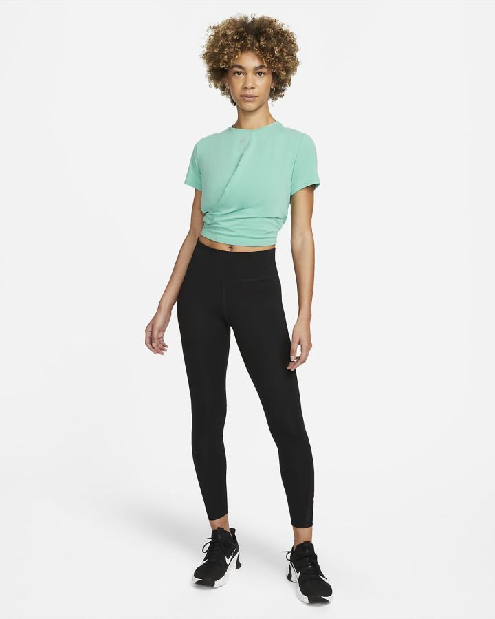 Camiseta Nike Dri-FIT One Luxe Twist Cropped Short-Sleeve Top Mujer Turquesa | COIER-1423
