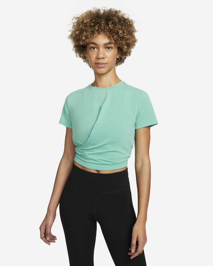 Camiseta Nike Dri-FIT One Luxe Twist Cropped Short-Sleeve Top Mujer Turquesa | COIER-1423