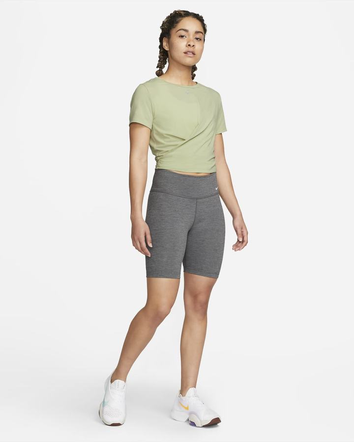 Camiseta Nike Dri-FIT One Luxe Twist Cropped Short-Sleeve Top Mujer Verde Oliva | CWXBH-7503