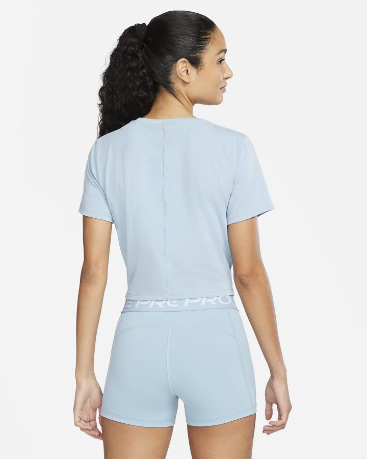 Camiseta Nike Dri-FIT One Luxe Twist Cropped Short-Sleeve Top Mujer Azules | DEOAZ-5791