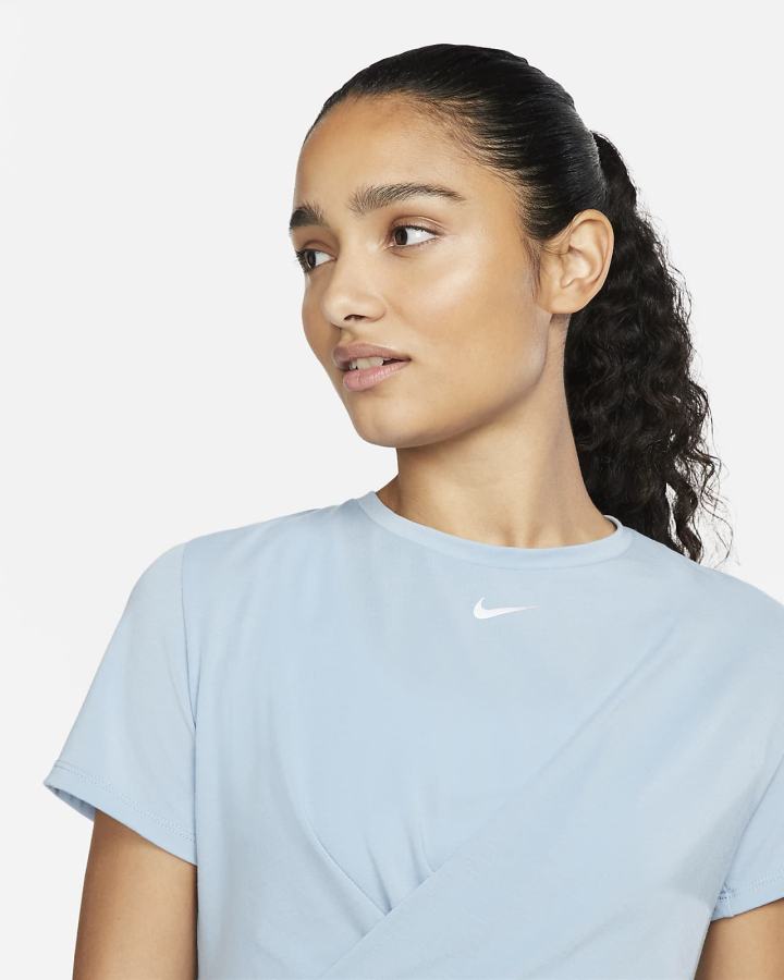 Camiseta Nike Dri-FIT One Luxe Twist Cropped Short-Sleeve Top Mujer Azules | DEOAZ-5791