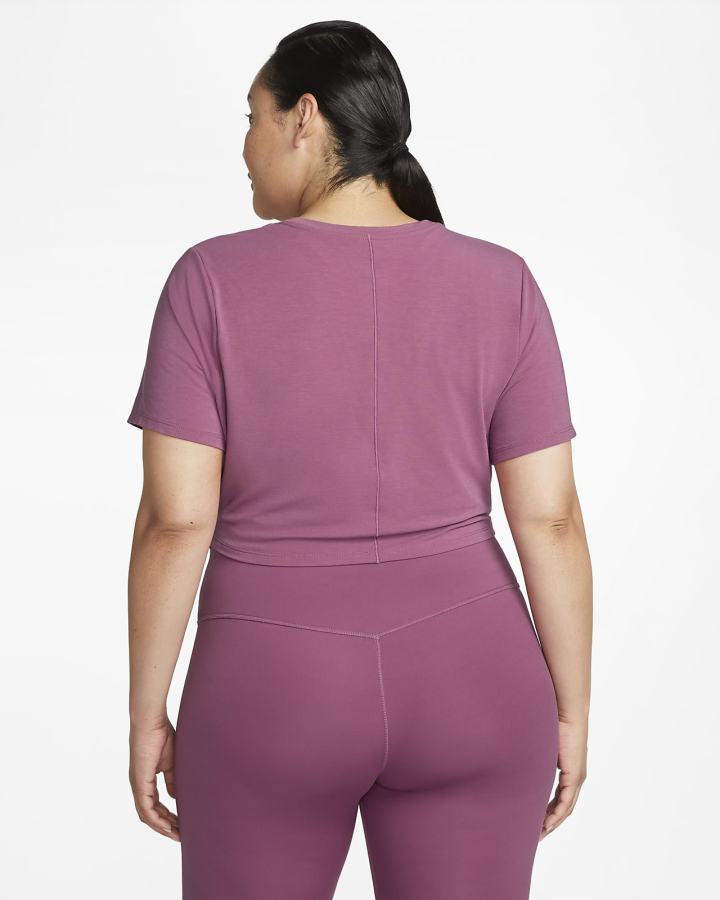 Camiseta Nike Dri-FIT One Luxe Twist Cropped Short-Sleeve Top Mujer Burdeos Claro | DQSPI-3076