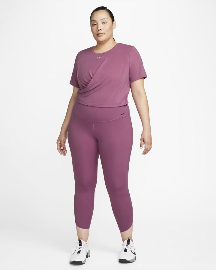 Camiseta Nike Dri-FIT One Luxe Twist Cropped Short-Sleeve Top Mujer Burdeos Claro | DQSPI-3076