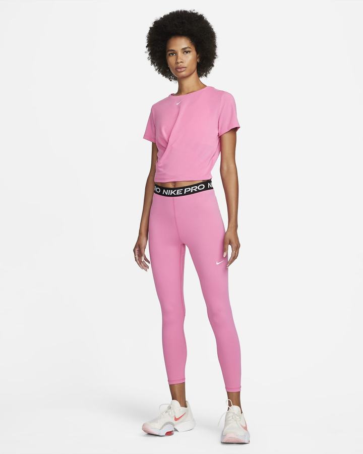 Camiseta Nike Dri-FIT One Luxe Twist Cropped Short-Sleeve Top Mujer Rosas | EJIBX-7850