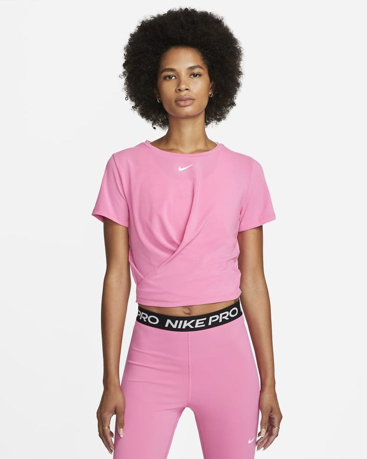 Camiseta Nike Dri-FIT One Luxe Twist Cropped Short-Sleeve Top Mujer Rosas | EJIBX-7850