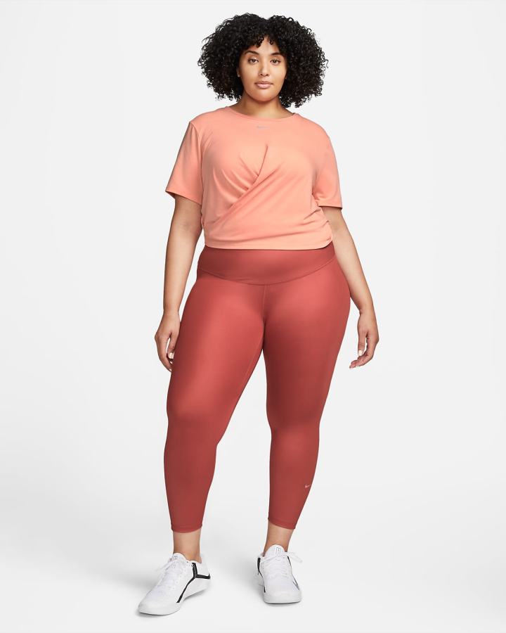 Camiseta Nike Dri-FIT One Luxe Twist Cropped Short-Sleeve Top Mujer Naranjas | FZMTR-5041