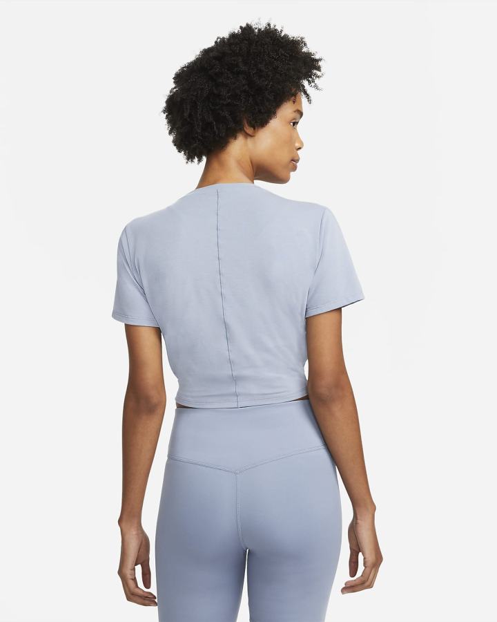 Camiseta Nike Dri-FIT One Luxe Twist Cropped Short-Sleeve Top Mujer Azules | GXKOV-1873