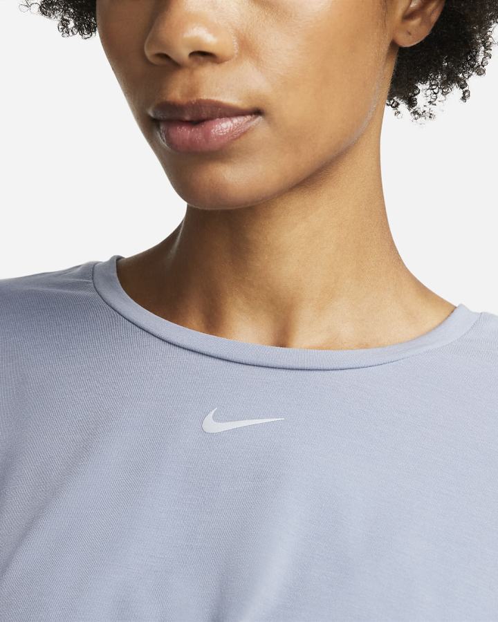 Camiseta Nike Dri-FIT One Luxe Twist Cropped Short-Sleeve Top Mujer Azules | GXKOV-1873