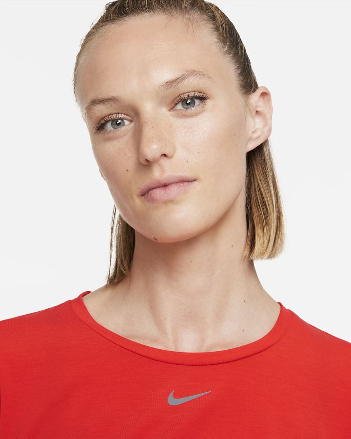 Camiseta Nike Dri-FIT One Luxe Twist Cropped Short-Sleeve Top Mujer Rojas | HBXVA-5871