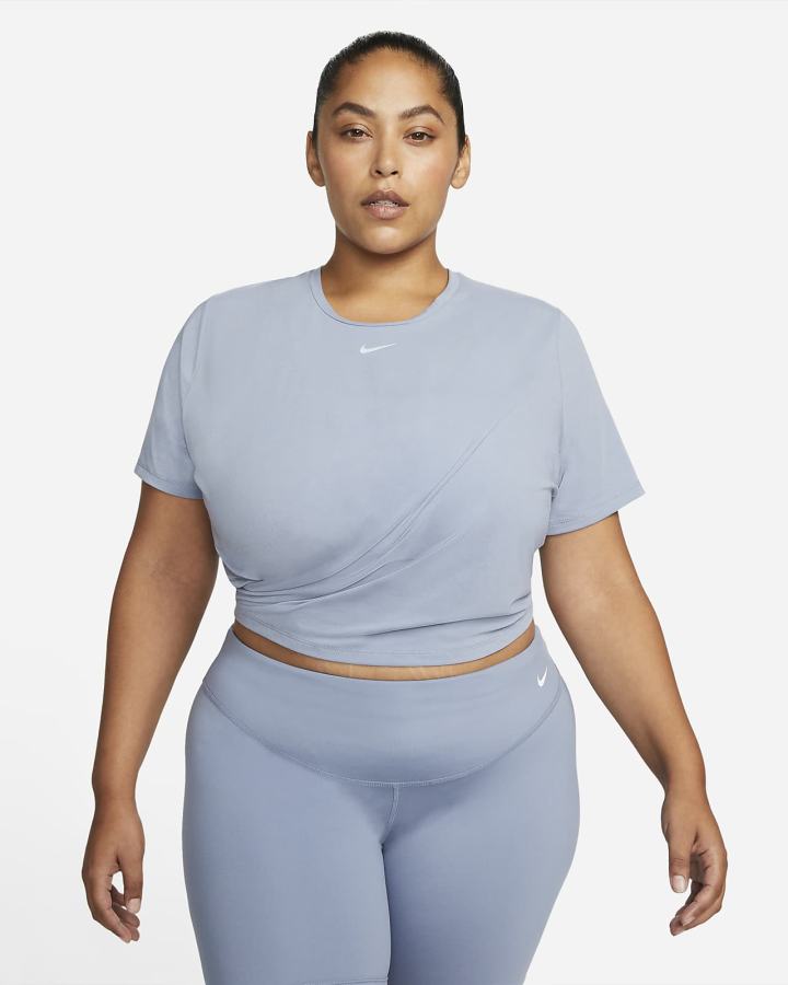 Camiseta Nike Dri-FIT One Luxe Twist Cropped Short-Sleeve Top Mujer Azules | LDJEU-6092