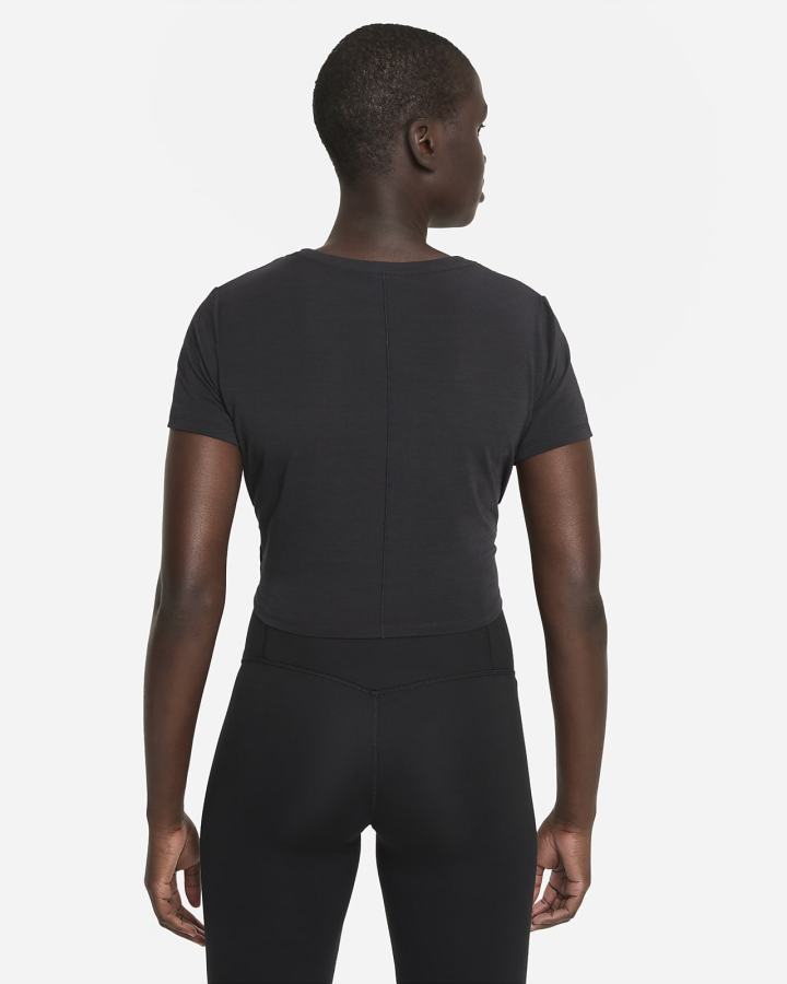 Camiseta Nike Dri-FIT One Luxe Twist Cropped Short-Sleeve Top Mujer Negras | QMYTX-1390