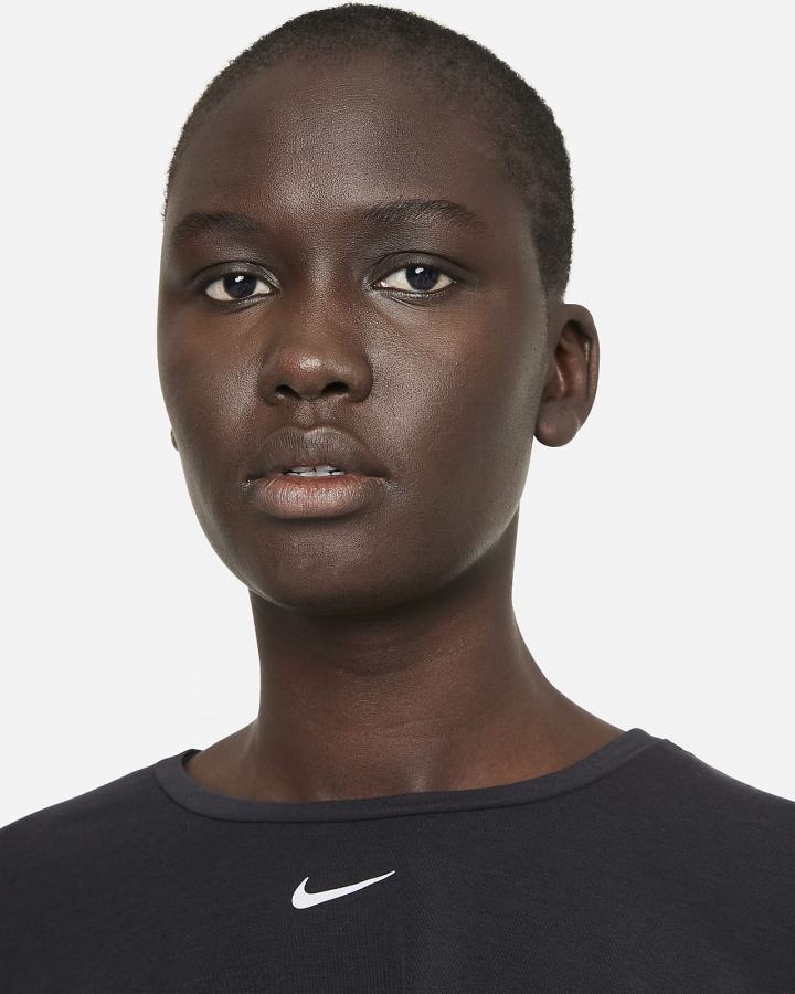 Camiseta Nike Dri-FIT One Luxe Twist Cropped Short-Sleeve Top Mujer Negras | QMYTX-1390
