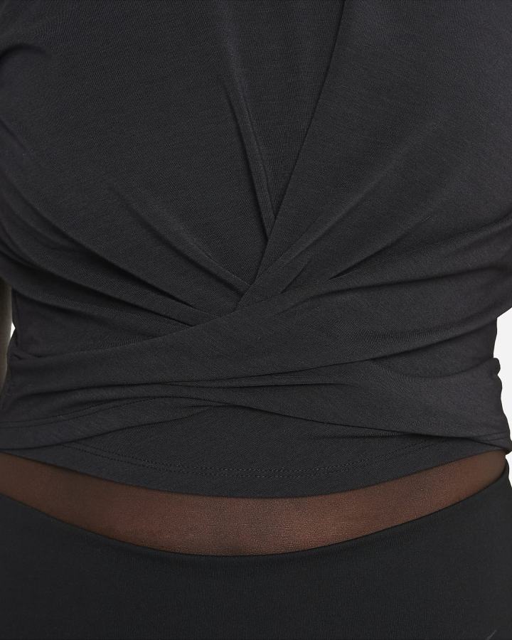 Camiseta Nike Dri-FIT One Luxe Twist Cropped Short-Sleeve Top Mujer Negras | QMYTX-1390
