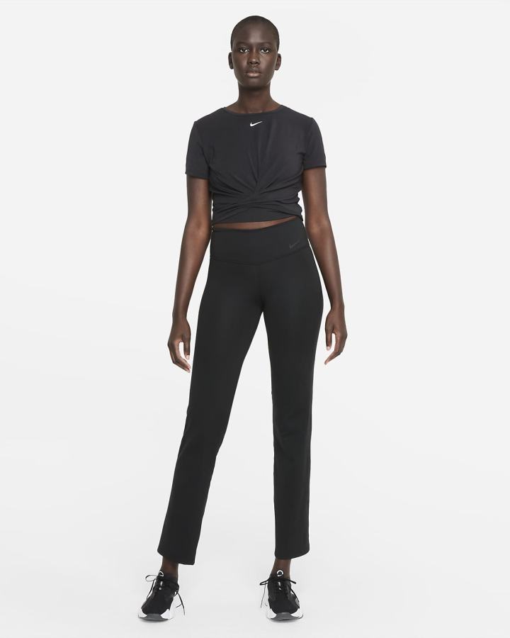 Camiseta Nike Dri-FIT One Luxe Twist Cropped Short-Sleeve Top Mujer Negras | QMYTX-1390