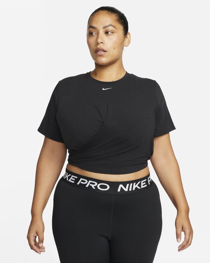 Camiseta Nike Dri-FIT One Luxe Twist Cropped Short-Sleeve Top Mujer Negras | TGSBZ-0956