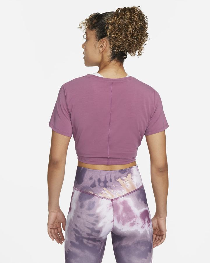 Camiseta Nike Dri-FIT One Luxe Twist Cropped Short-Sleeve Top Mujer Burdeos Claro | XLYGQ-1903