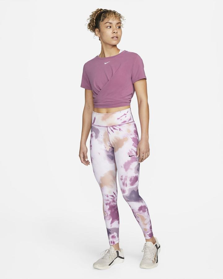 Camiseta Nike Dri-FIT One Luxe Twist Cropped Short-Sleeve Top Mujer Burdeos Claro | XLYGQ-1903
