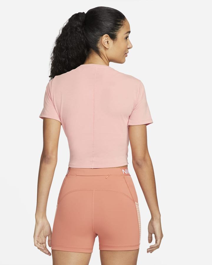 Camiseta Nike Dri-FIT One Luxe Twist Cropped Short-Sleeve Top Mujer Rosas | YLRWA-1803