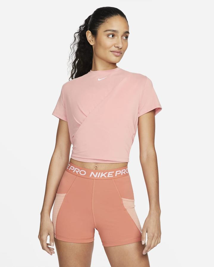 Camiseta Nike Dri-FIT One Luxe Twist Cropped Short-Sleeve Top Mujer Rosas | YLRWA-1803