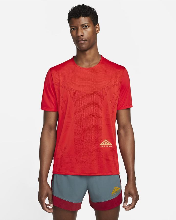 Camiseta Nike Dri-FIT Rise 365 Short-Sleeve Trail Hombre Rojas Amarillo Oscuro | CPYKU-8913