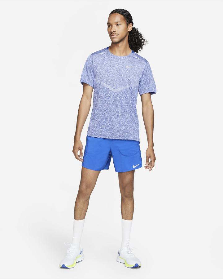 Camiseta Nike Dri-FIT Rise 365 Short-Sleeve Hombre Azul Real | MUBXY-6034