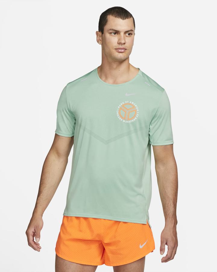 Camiseta Nike Dri-FIT Rise 365 Short-Sleeve Hombre Verde Naranjas | VWCOB-2348