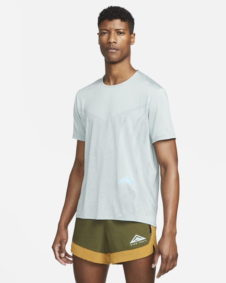 Camiseta Nike Dri-FIT Rise 365 Short-Sleeve Trail Hombre Verde Oliva Azules | XBGPA-6092