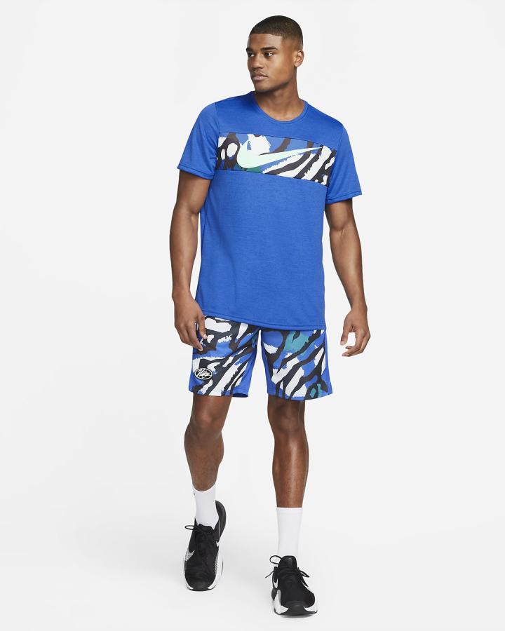 Camiseta Nike Dri-FIT Sport Clash Training Top Hombre Azul Real Verde Menta | IFYAS-0359